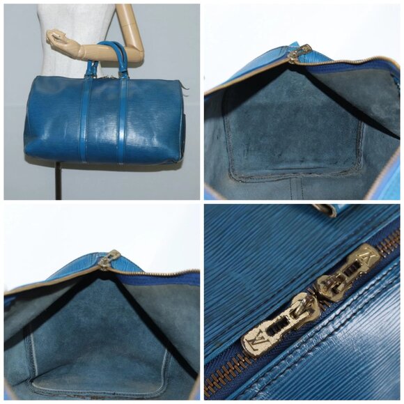 LOUIS VUITTON Epi Keepall 50 Boston Bag Blue - Picture 15 of 15